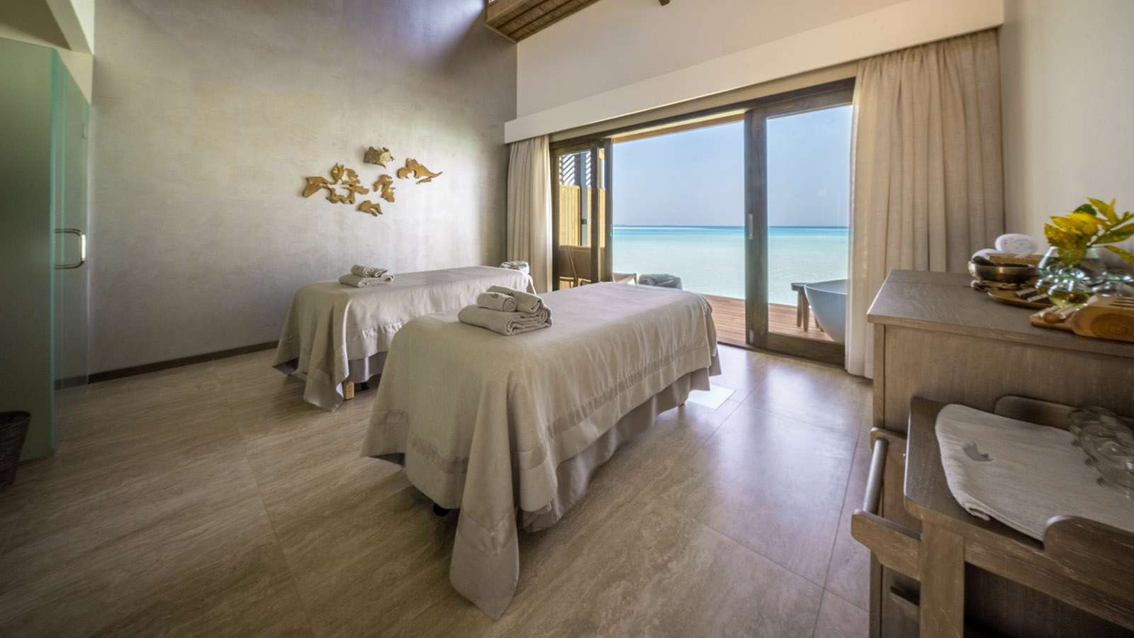 Couples treatment room at The Sulha spa at Nala Maldives adults only resort