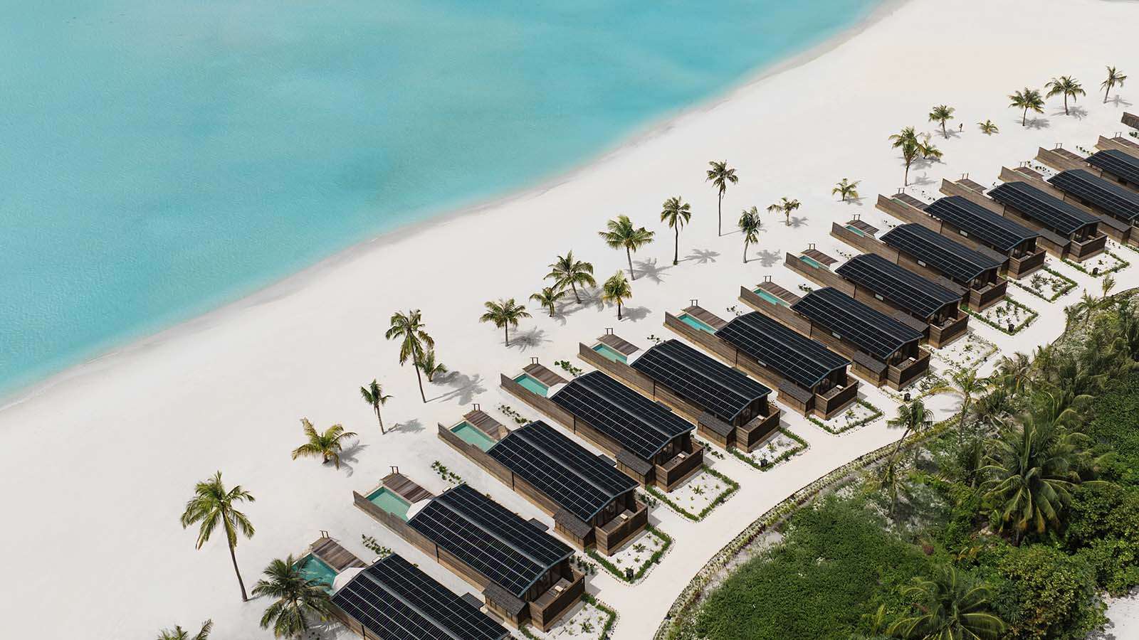 solar panels on beachfront villas at Nala Maldives adults only resort